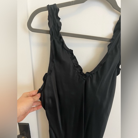 Tibi Ruffled-Trimmed Washed Satin Midi Dress - Picture 5 of 7